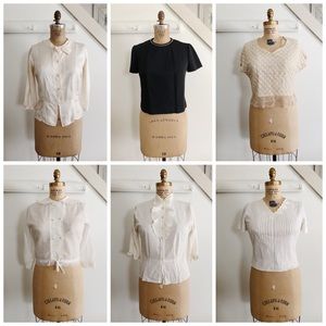 1940s 1950s 1960s Vintage Neutral Black Blouse Lot
